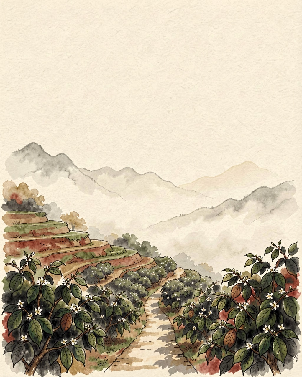 雲南山巒間的咖啡種植園梯田