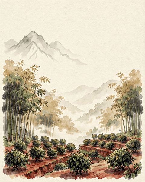 德宏瑞麗江谷地的咖啡園與竹林