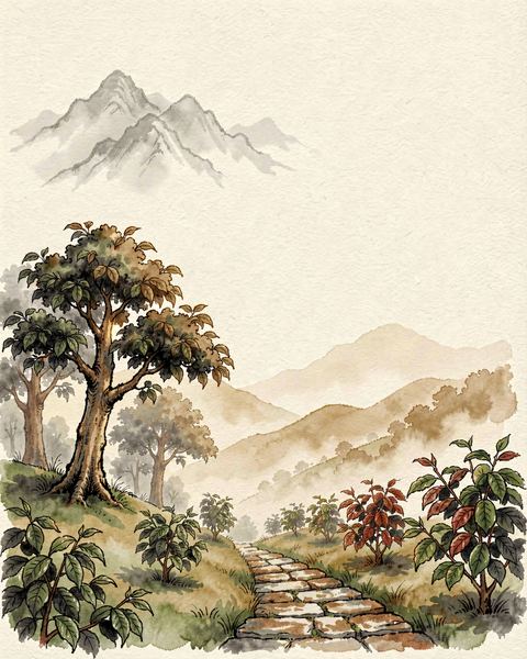 普洱山地上茶樹與咖啡樹共生